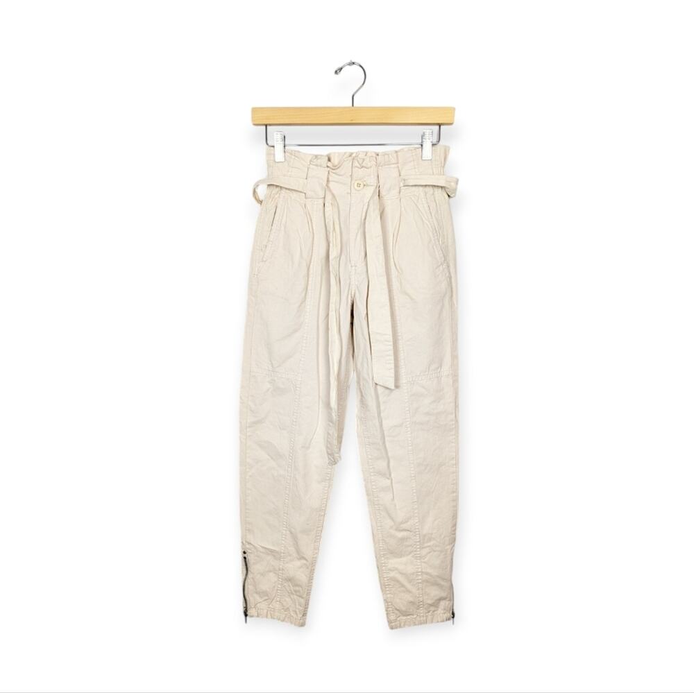 Blank NYC Ivory Cotton Paperbag Jogger Cargo Jeans Size 24